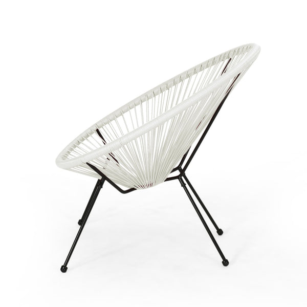 English Elm Anson Outdoor Accent Chairs Set of 2 Woven Rattan Basket Seat Patio Lounge Pair White N773P404950W