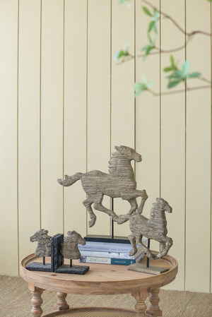 English Elm 14x3x14.5" Defiance Spirited Polyresin Horse Accent Medium — Textured Natural Finish, Stable Stand, Bold Decorative Focal Point for Shelves and Mantels W2078P311861