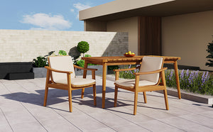 English Elm Christopher Knight Home® - Outdoor Dining Chairs Set of 2 with Acacia Wood Frame and Brown PE Wicker, Waterproof Cushions, 400lb Capacity Teak+ Beige N779P280043B