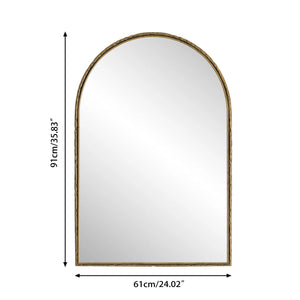 English Elm Arched Decorative Wall Mirror for Bathroom Vanity and Entryway — Elegant Arch Design for Living Room Bedroom Gold W757P251826