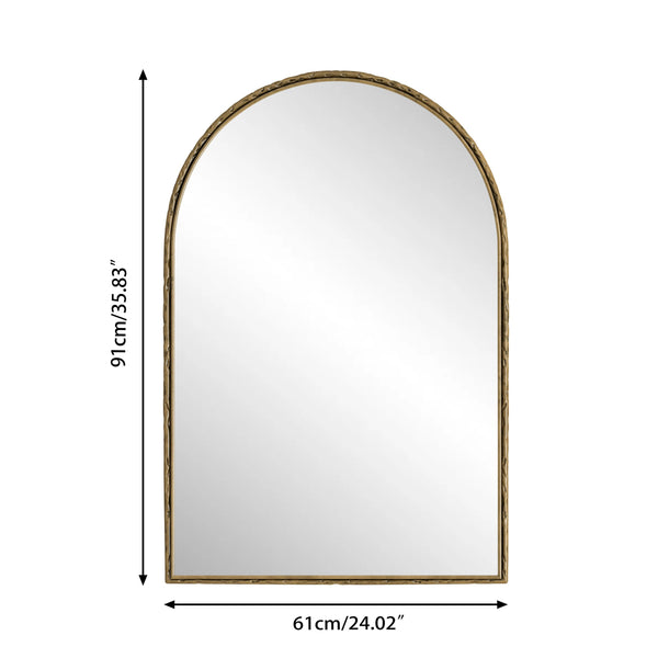 English Elm Arched Decorative Wall Mirror for Bathroom Vanity and Entryway — Elegant Arch Design for Living Room Bedroom Gold W757P251826