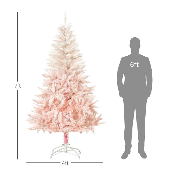 English Elm Artificial Blush Pink Holiday Tree 7 Foot Tall with 1000 Tips Frosted Romantic Decor T3971P416431