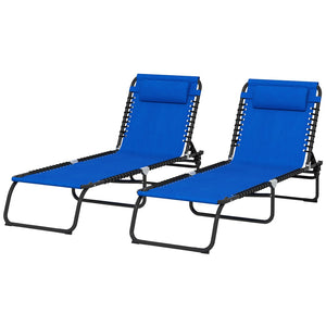 English Elm Outsunny Folding Chaise Lounge Pool Chair - Adjustable 4-Position Recliner With Breathable Mesh Seat W2225P229489-GIGA
