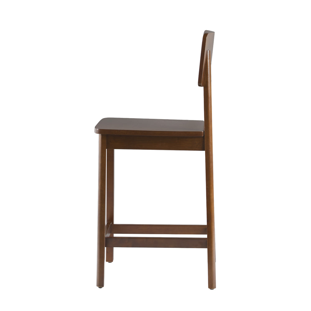 Minimalist Solid Wood Counter Stool - Set of 2 Walnut MASD7DWTVS Walker Edison