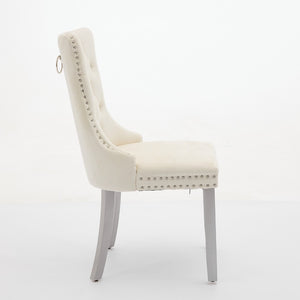 English Elm A&a Furniture Nikki Velvet Wingback Dining Chairs Tufted Nailhead Set of Two W1143P179489
