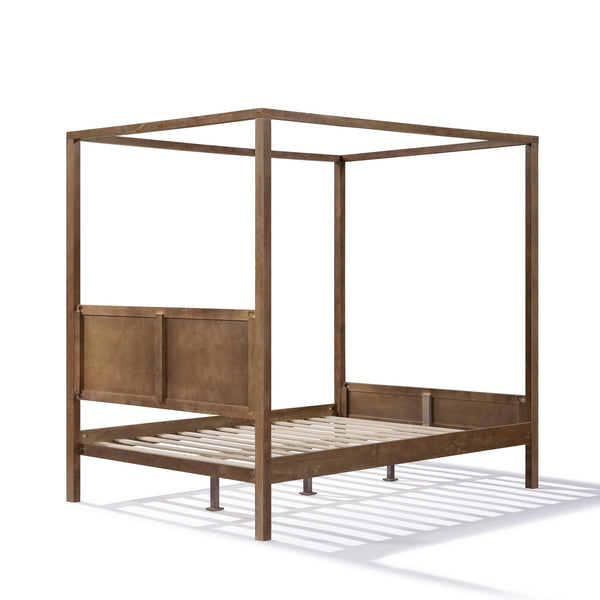 English Elm Christopher Knight Home® - Queen Solid Antique Oak Canopy Bed Frame with High-Density Slats, 800lb Support & 10" Storage Clearance N758Q877980N