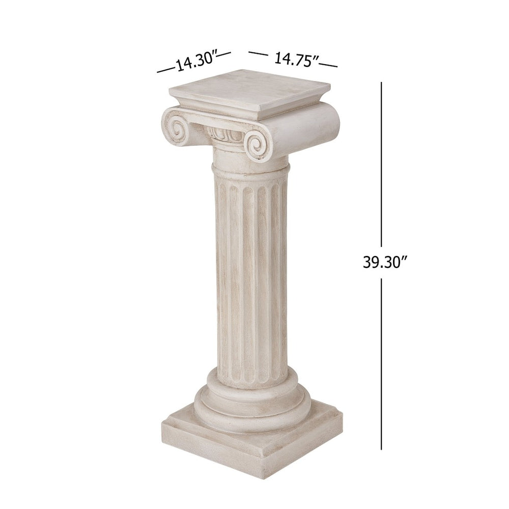English Elm 39.3-inch Handcrafted Classical Column Pedestal for Entryway or Living Room Decor N772P389406W