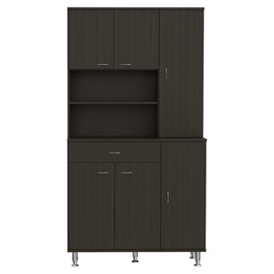 English Elm Kitchen Pantry Cabinet with Six Doors, Ten Shelves & Large Drawer for Maximum Organized Storage Black 31 L x 16 W x 5 H B097S00087
