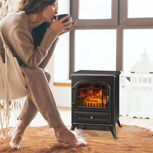 English Elm Homcom 22" Electric Fireplace Heater With Realistic Led Flames, Two Heat Settings & Safety Features W2225P249852