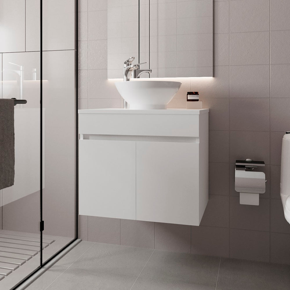 English Elm Colville Floating Wall Mount Vanity Cabinet Matte Finish Modern Bathroom Storage White B092P439915