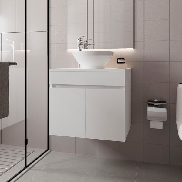 English Elm Colville Floating Wall Mount Vanity Cabinet Matte Finish Modern Bathroom Storage White B092P439915