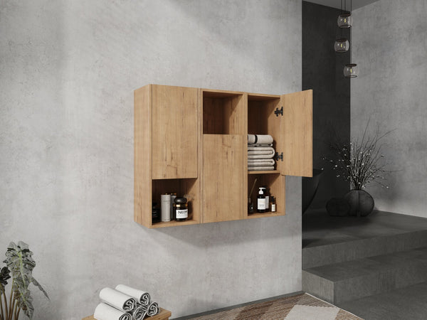 English Elm 36" Bathroom Side Cabinet - Stylish Wall-Mounted Storage, Soft-Close Doors & Durable Imitative Oak Finish W999S00374