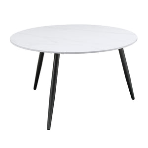 English Elm Modern Nesting Cocktail Tables 3-Piece Occasional Set with Sintered Stone Tops and Metal Legs, Compact Stylish Design Black,White 35 L x 35 W x 5.5 H B011P232143