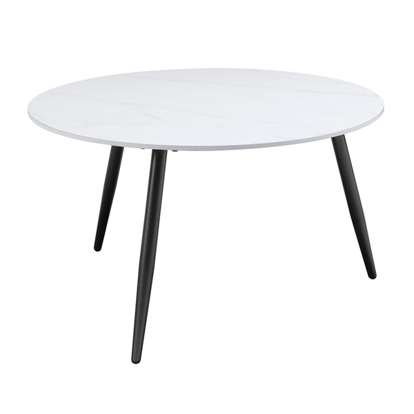 English Elm Modern Nesting Cocktail Tables 3-Piece Occasional Set with Sintered Stone Tops and Metal Legs, Compact Stylish Design Black,White 35 L x 35 W x 5.5 H B011P232143