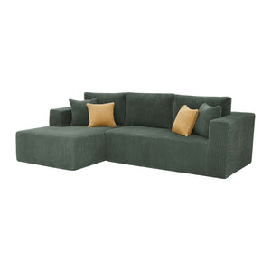 English Elm Full Corduroy Sectional Sofa with Foam Cushions No Assembly Cozy Living Room Seating B2748S00049
