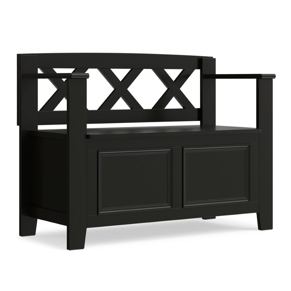 English Elm Amherst Solid Wood Lift Top Entryway Bench with Hidden Storage Compartments Black B136P420743
