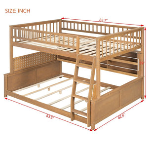 English Elm Full Xl Over Queen Bunk Bed Pinewood Frame with Led Lights Shelving Pegboard Brown LT000279AAP