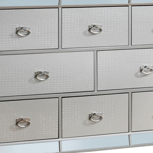 English Elm Stylish Champagne Storage Dresser with Reflective Silver Finish, 66"W Spacious Drawers, No Assembly Needed B078108441