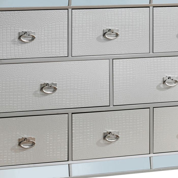 English Elm Stylish Champagne Storage Dresser with Reflective Silver Finish, 66"W Spacious Drawers, No Assembly Needed B078108441