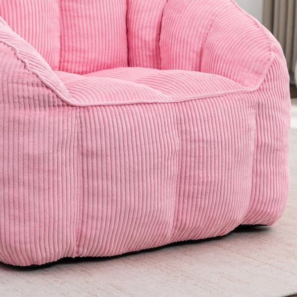 English Elm Giant Corduroy Bean Bag with Armrests Shredded Foam Lounge Chair for Living Room Pink W2200P442630
