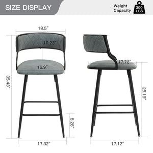 English Elm 26'' Modern Counter Height Bar Stools With Pu Upholstery & Sturdy Black Steel Frame For Kitchen Use W2215P196281
