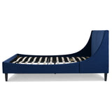 English Elm Aspen Vertical Tufted Headboard Platform Bed Set, Queen, Navy Blue Velvet