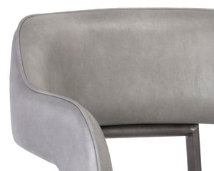 Sunpan Kenny Modern Dining Armchair with Unique Cutout Design and Sleek Gunmetal Stainless Steel Frame Bravo Metal