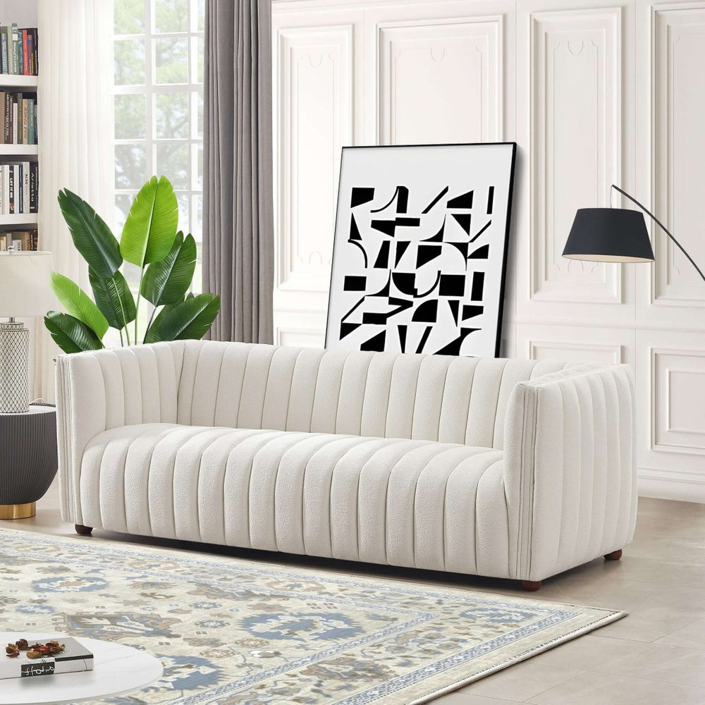 English Elm April Boucle Sofa with Solid Wood Frame Tapered Legs Mid Century Living Room B183P231258