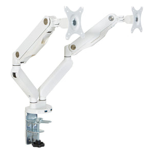 OSP Home Furnishings Double Monitor Arm Dual Setup with Gas Spring Articulation and Integrated Cable Management White A2MAD1730-WH