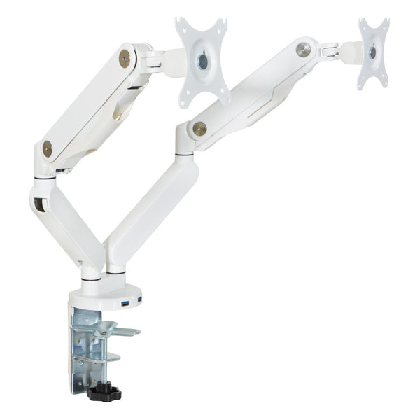 OSP Home Furnishings Double Monitor Arm Dual Setup with Gas Spring Articulation and Integrated Cable Management White A2MAD1730-WH