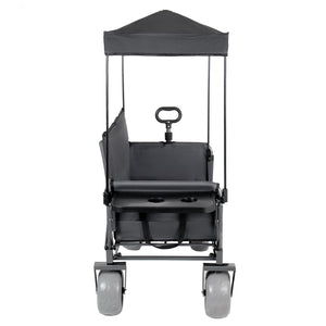 English Elm 3-in-1 Collapsible Wagon with Canopy Bench Tabletop and All-terrain Wheels for Camping Gray W2932P417652