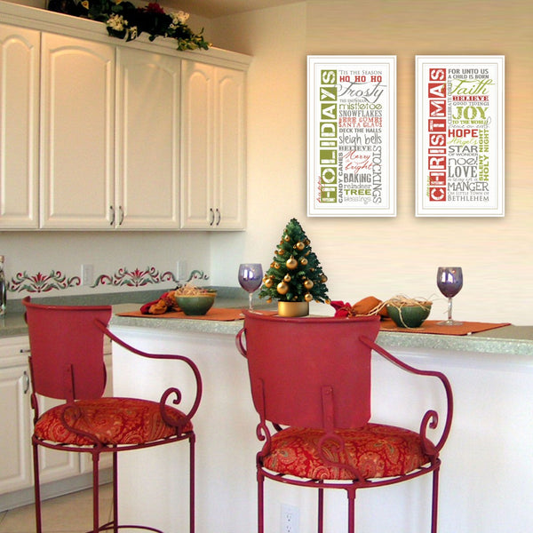 English Elm Trendy Decor 4u Happy Holidays Framed Wall Art 2 Piece Set for Festive Home B067P256623
