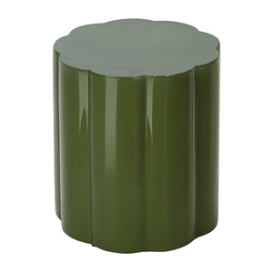 English Elm High-gloss Sculptural Outdoor Side Table Mgo Weather Resistant Patio Accent Green N768P371797G