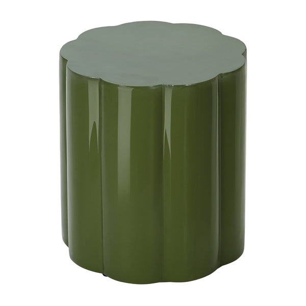 English Elm High-gloss Sculptural Outdoor Side Table Mgo Weather Resistant Patio Accent Green N768P371797G