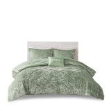 Intelligent Design Felicia Glam/Luxury Velvet Comforter Set with Throw Pillow ID10-2414 Green