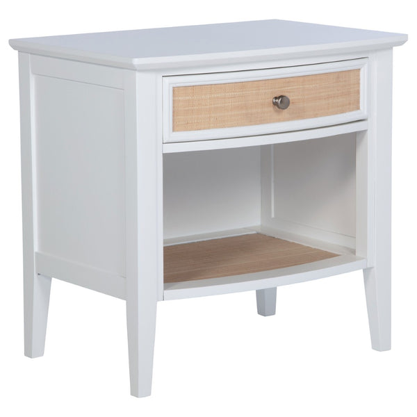 English Elm Talia Rattan Front Nightstand with Open Shelf White Coastal Bedroom Storage B062P440321