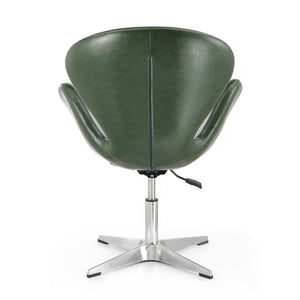 English Elm Raspberry Upholstered Swivel Lounge Chair with Adjustable Height, Polished Chrome Base & Plush Seat Green B365P397954