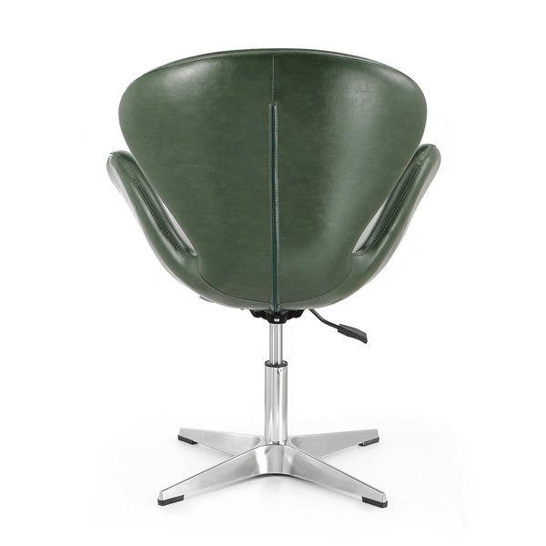 English Elm Raspberry Upholstered Swivel Lounge Chair with Adjustable Height, Polished Chrome Base & Plush Seat Green B365P397954