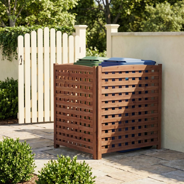 English Elm 3-panel Outdoor Slatted Wood Enclosure Screen for Ac Units Patios and Garden Areas Brown W2640P290517
