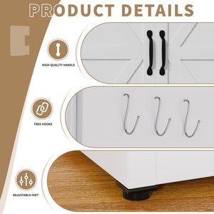English Elm 71 Inch Steel Kitchen Pantry Cabinet with Adjustable Shelves Drawer and Hooks Modern White T2398P413028