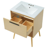 English Elm 24" Bathroom Vanity With Sink Combo, Multi-Functional Bathroom Cabinet With Drawer, Mdf Board, Natural