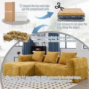 English Elm United Modern Chenille 98.42-Inch Modular L-Shaped Sectional Sofa With Chaise & Side Pockets W1568S00147-GIGA