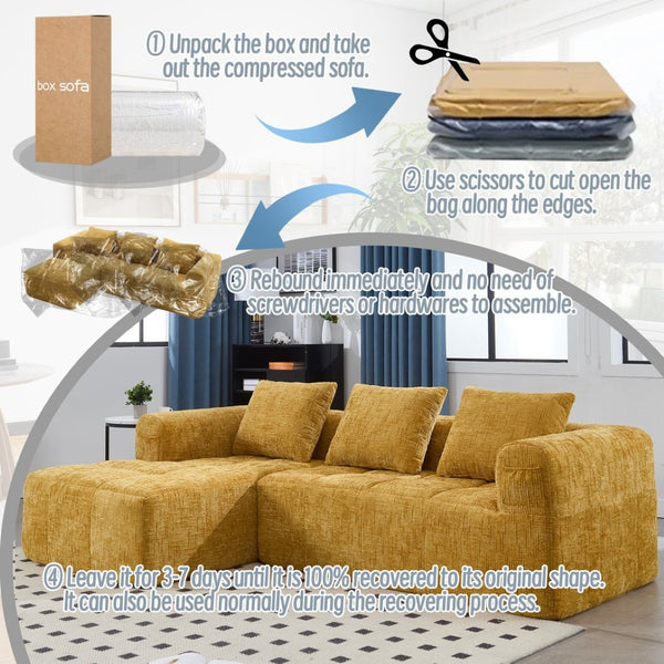 English Elm United Modern Chenille 98.42-Inch Modular L-Shaped Sectional Sofa With Chaise & Side Pockets W1568S00147-GIGA