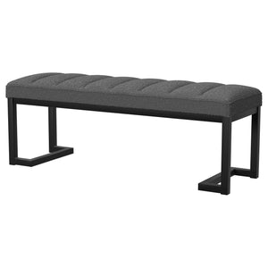 English Elm Mira Charcoal Boucle Upholstered Tufted Accent Bench with Black Metal Frame, Channel Tufting Comfort B062P299936