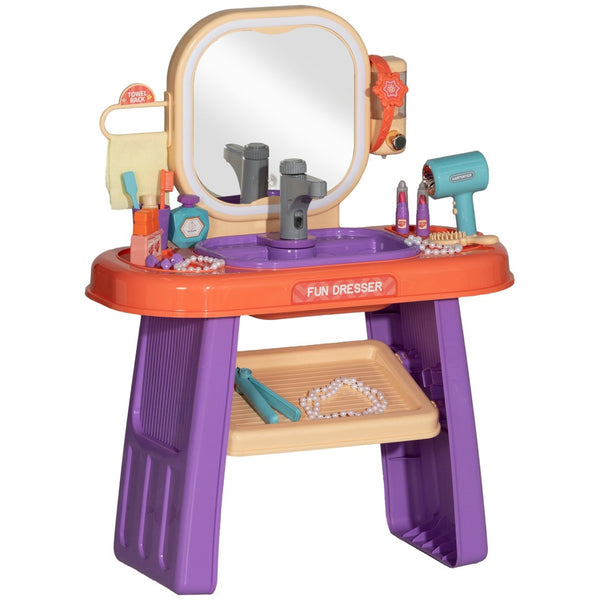 English Elm Qaba Kids Vanity Set - Interactive Toddler Makeup Table With Led Mirror, Music & 23 Accessories W2225P249755-GIGA