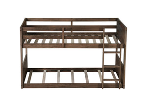 English Elm Twin Over Rubberwood Bunk Bed Convertible with Storage Drawers and Safety Rails Antique Dark Oak W504S00284