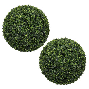 English Elm 18.5in Faux Boxwood Topiary Spheres Uv Stable Outdoor Garden Planter Decor Set of Two W2945P460781