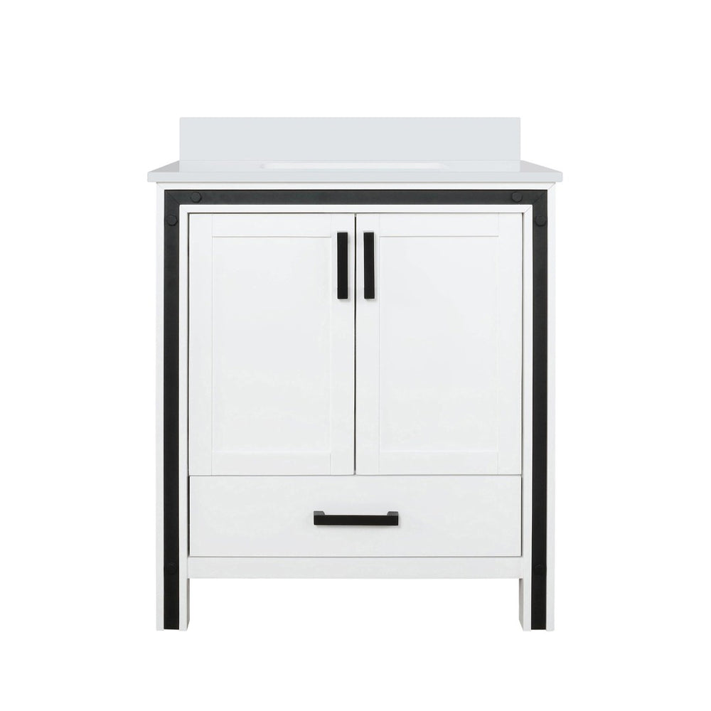 English Elm White Bath Vanity 30 In. W X 22 In. D With Durable Cultured Marble Top And Soft-Close Features B2731P260676-GIGA