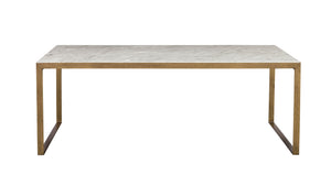 Sunpan Evert Modern Marble Coffee Table with Antique Brass Frame - Elegant Home Accent for Any Room Low - 39.5W x 21.5D x 14.75H