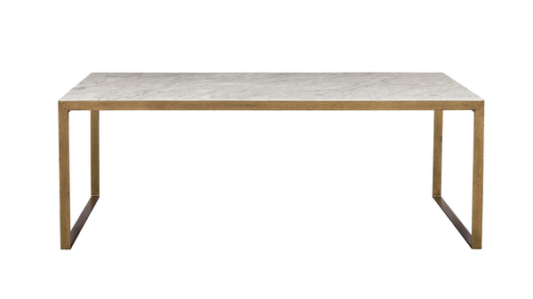 Sunpan Evert Modern Marble Coffee Table with Antique Brass Frame - Elegant Home Accent for Any Room Low - 39.5W x 21.5D x 14.75H